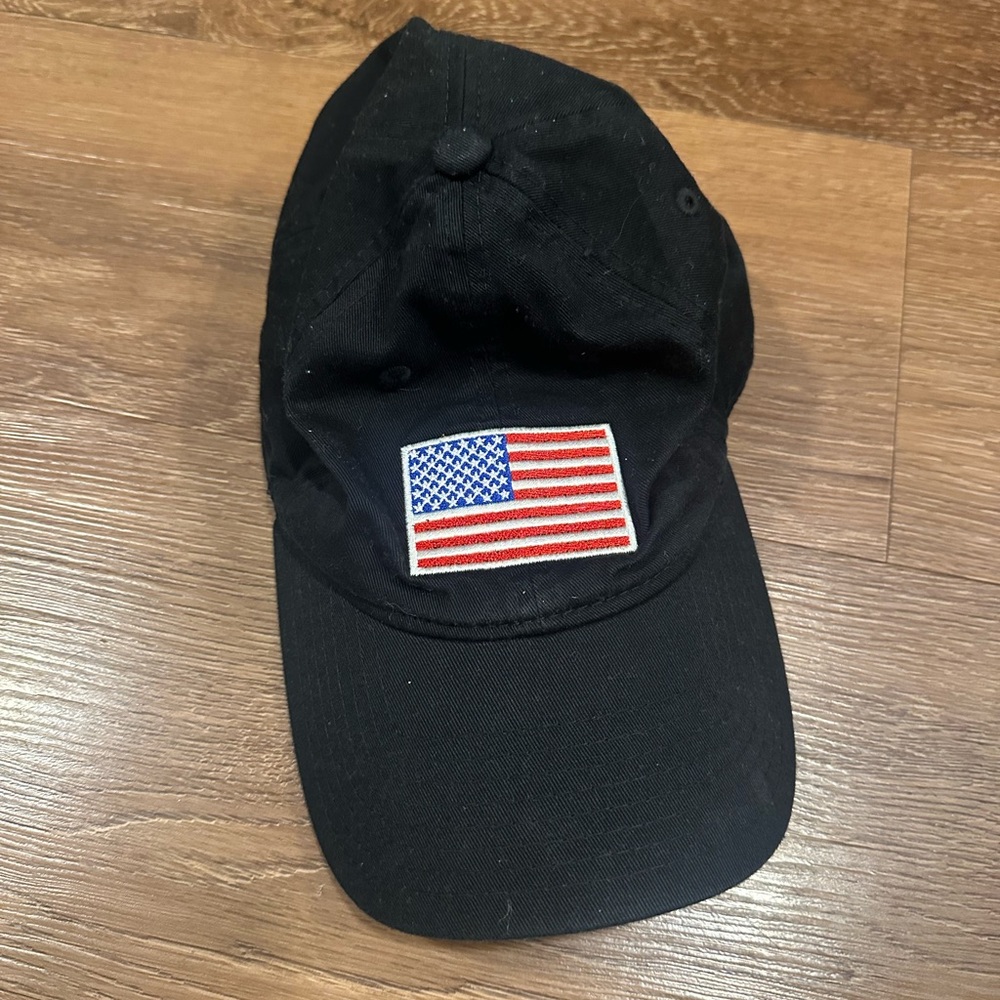 Black Cap with American Flag Patch